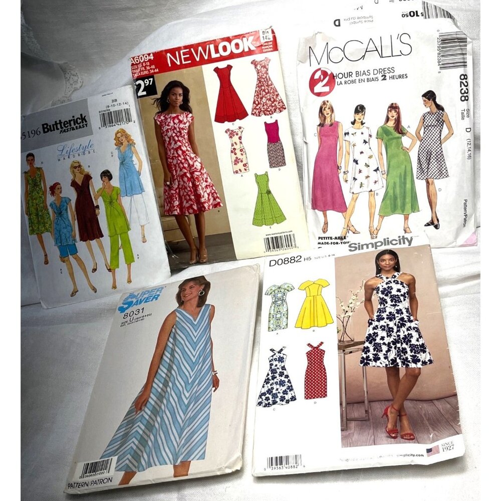 Summer Dresses Sewing Patterns Womens Lot of 5 Variety Seamstress Supplies - Picture 3 of 4